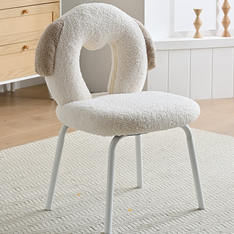 AAF Furniture Plush White Dog Shaped Accent Armchair for Living Room