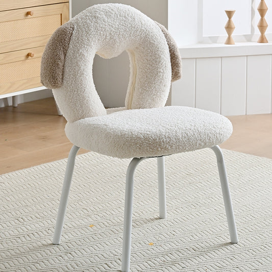 AAF Furniture Plush White Dog Shaped Accent Armchair for Living Room