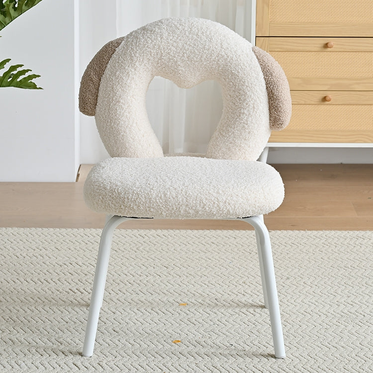 AAF Furniture Plush White Dog Shaped Accent Armchair for Living Room