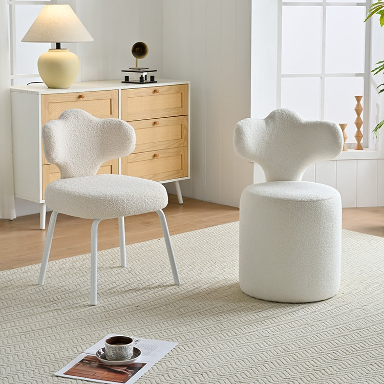 AAF Furniture Plush White Fishtail Shaped Accent Armchair for Living Room