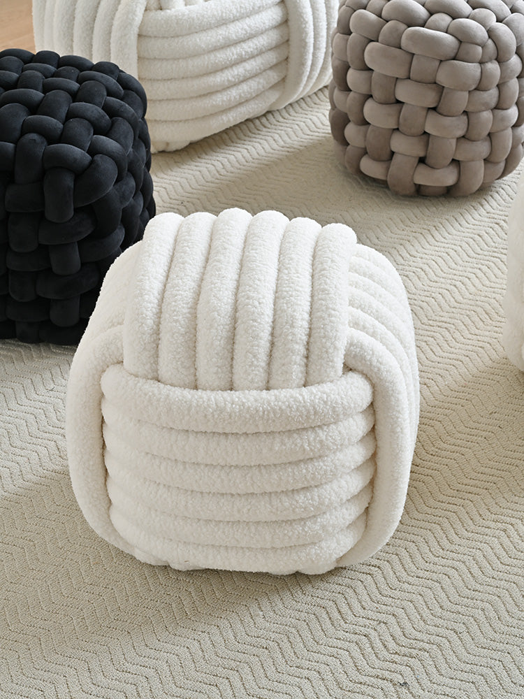 AAF Furniture Plush Weaving Square Shaped Accent Stool for Living Room