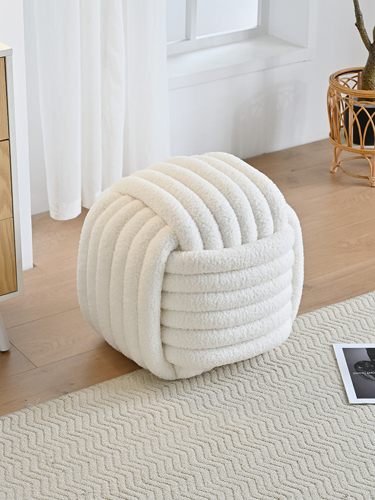 AAF Furniture Plush Weaving Square Shaped Accent Stool for Living Room