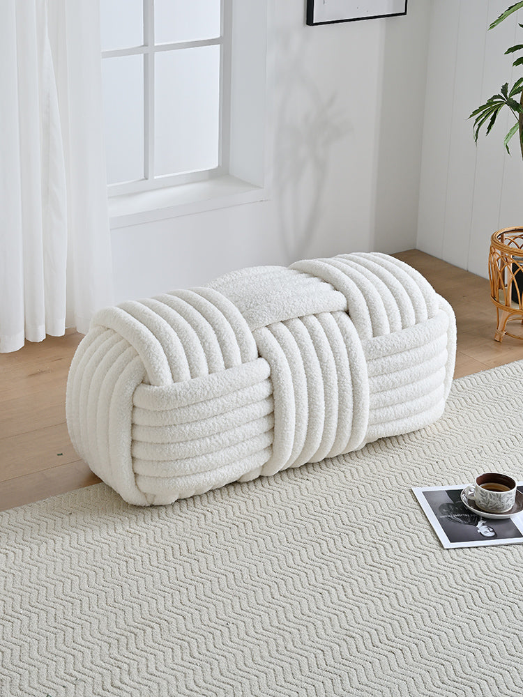 AAF Furniture Plush Weaving Square Shaped Accent Stool for Living Room