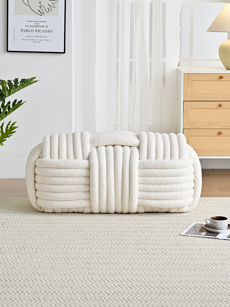 AAF Furniture Plush Weaving Square Shaped Accent Stool for Living Room