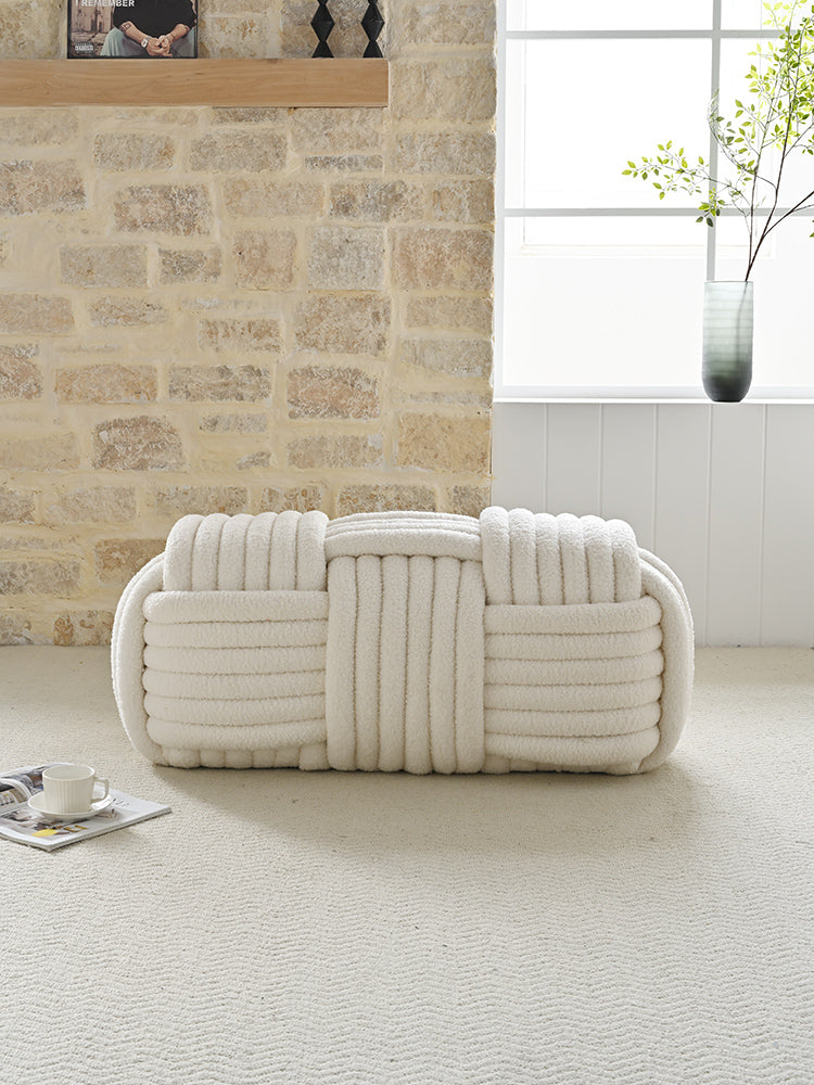 AAF Furniture Plush Weaving Square Shaped Accent Stool for Living Room