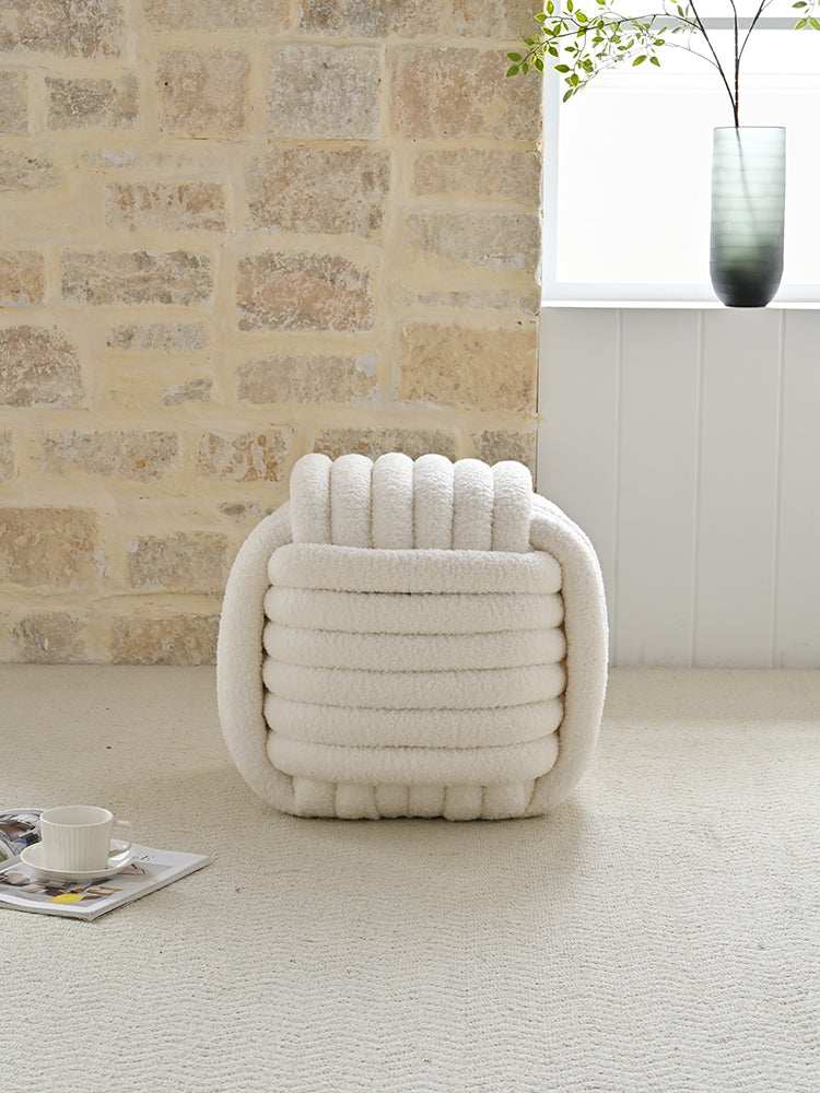 AAF Furniture Plush Weaving Square Shaped Accent Stool for Living Room