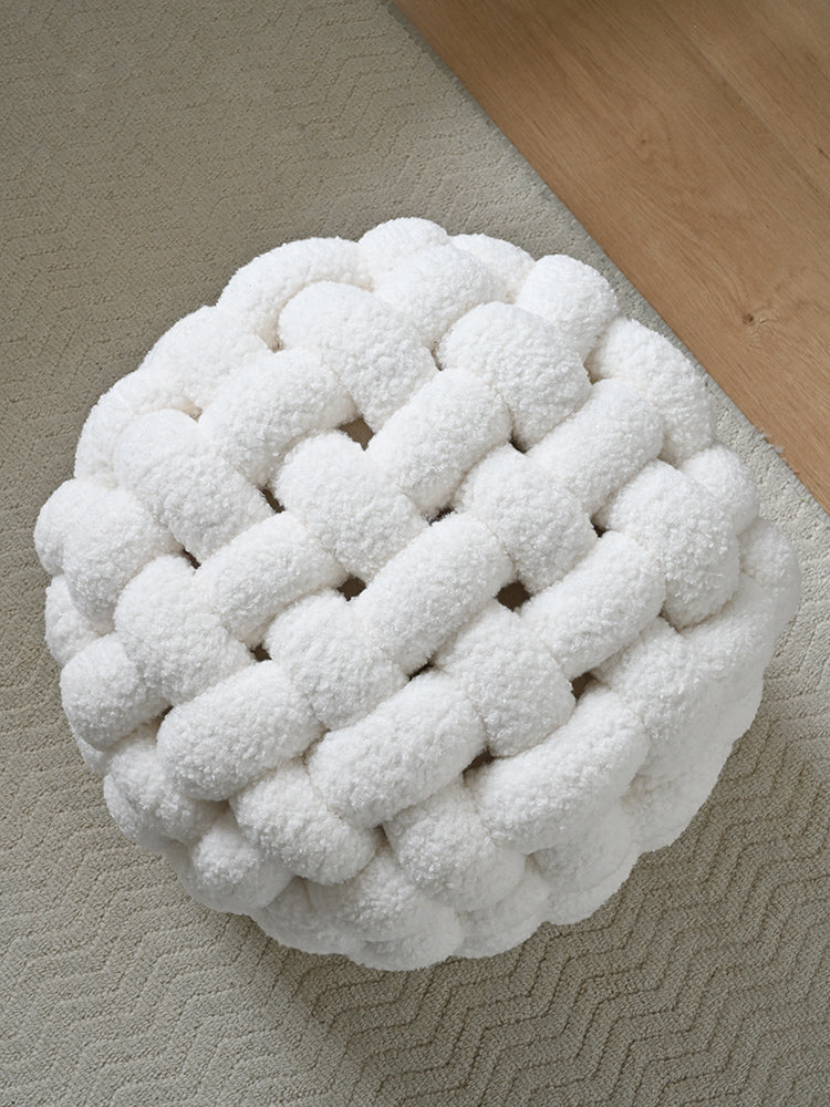 AAF Furniture Plush Round Woven  Accent Stool for Living Room