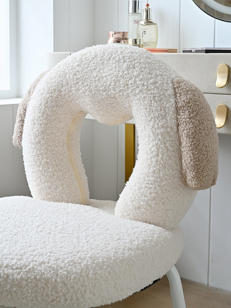 AAF Furniture Plush White Dog Shaped Accent Armchair for Living Room