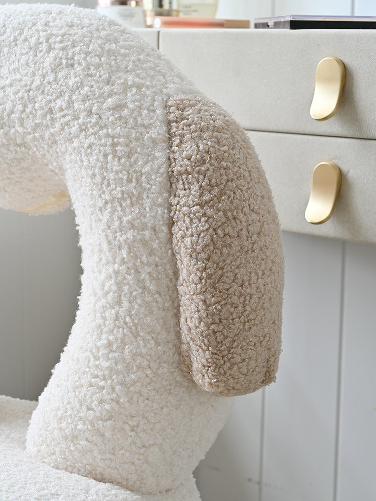 AAF Furniture Plush White Dog Shaped Accent Armchair for Living Room