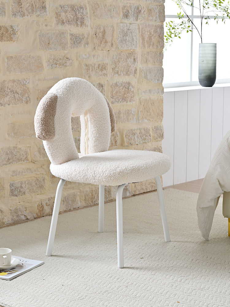 AAF Furniture Plush White Dog Shaped Accent Armchair for Living Room