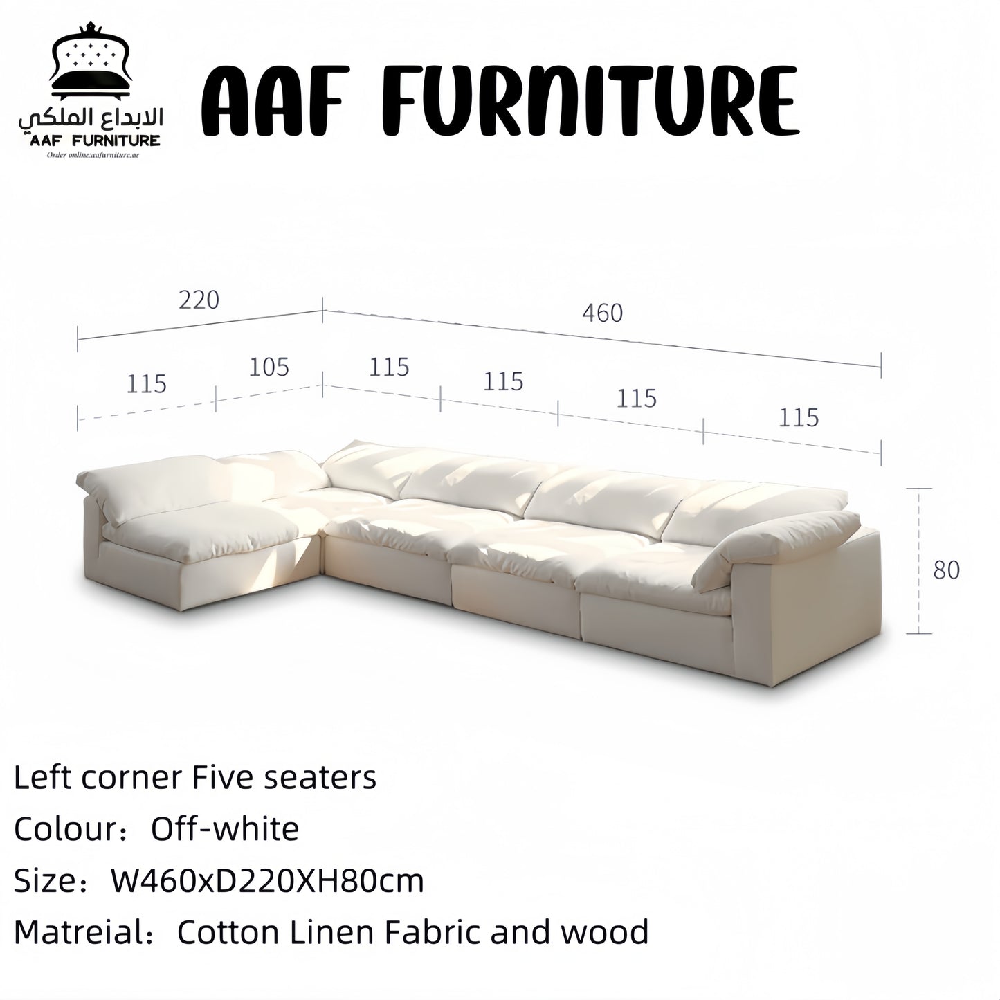 AAF Furniture Light Luxury Linen Cotton  Fabric Cloud Shaped Sofa set for Livingroom