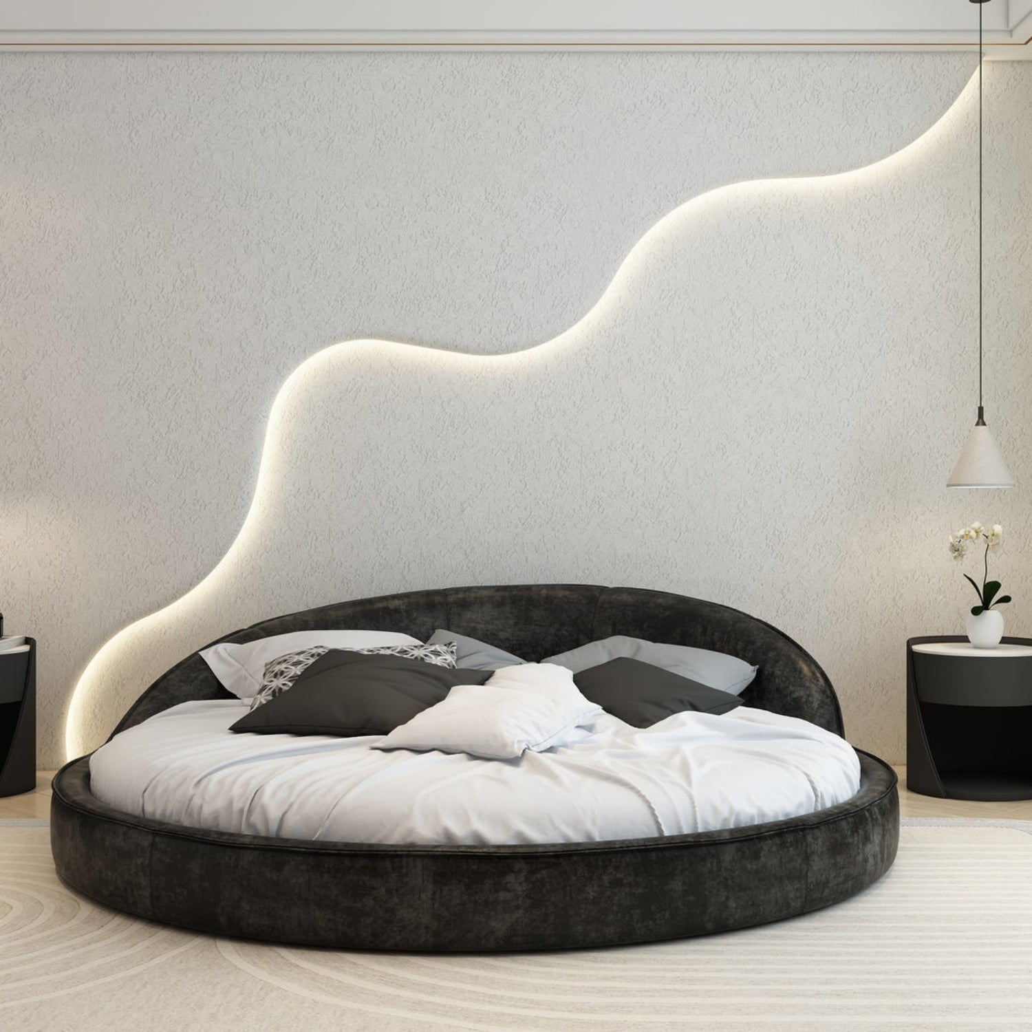 AAF Furniture Bed Frame Modern Velvet King Queen Size for bedroom Without Mattress