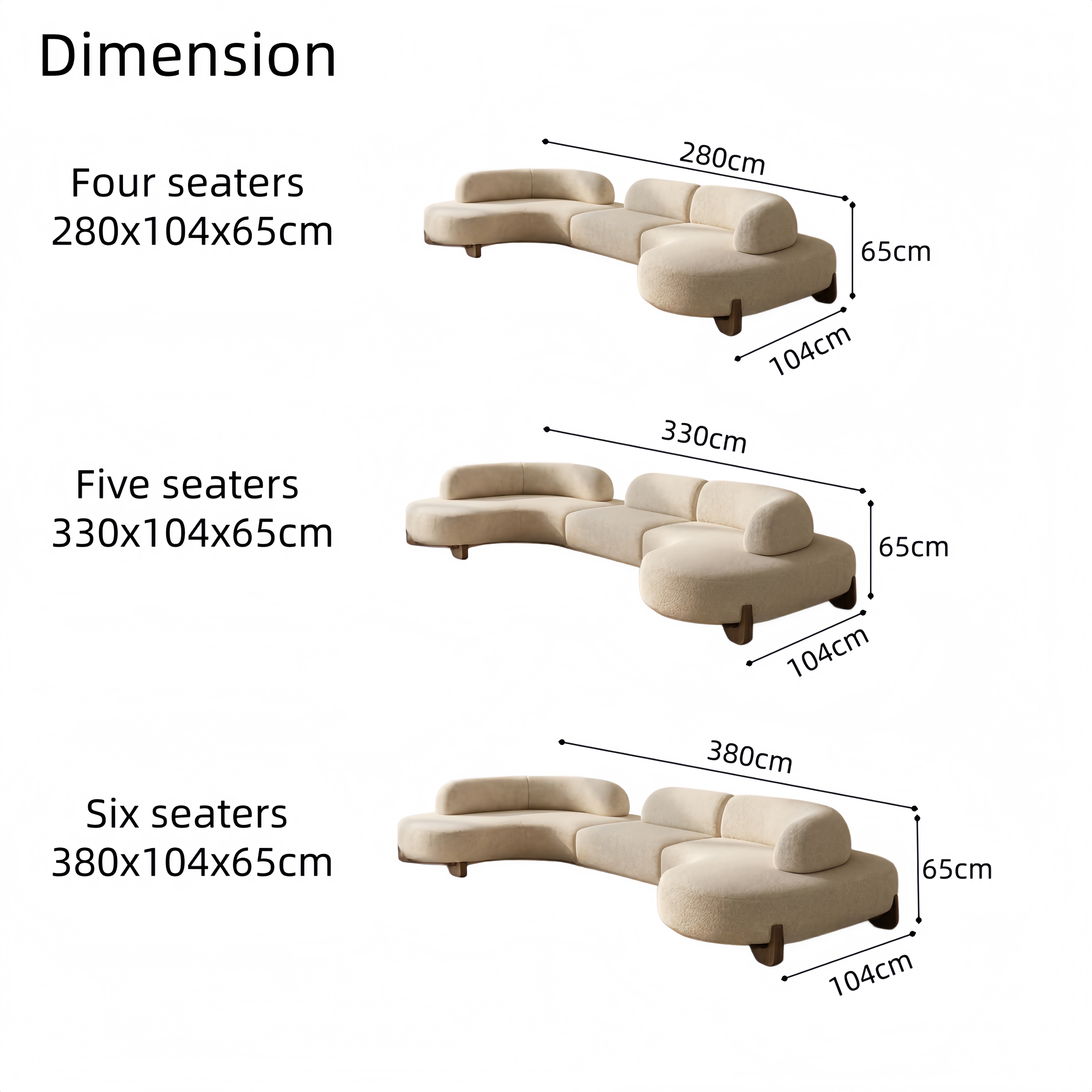 AAF Sherpa Arc Sofa Cream Walnut Wood Legs 4-6 Seat Japandi UAE