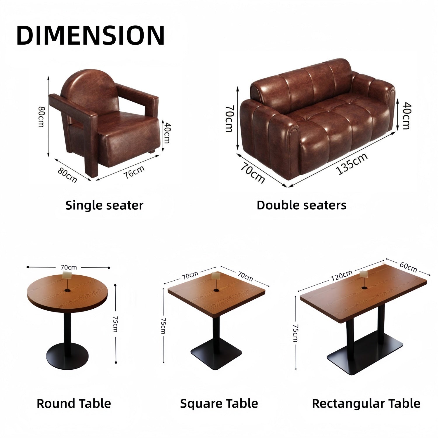 AAF Modern Bubble Tufted Leather Lounge Sofa Table Set