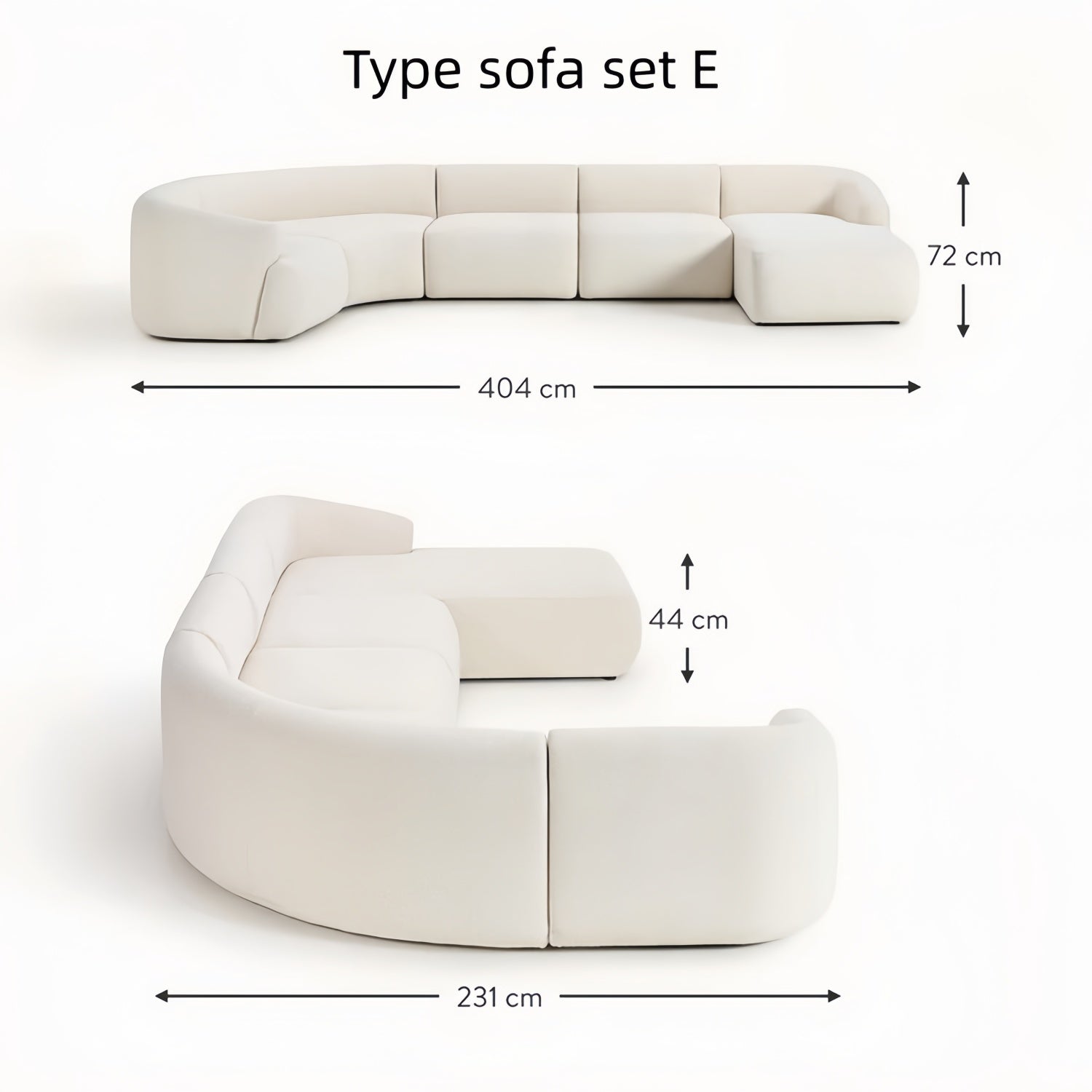 Beige Arc Sofa Set Modular Cloud Cushion - Sectional Couch UAE