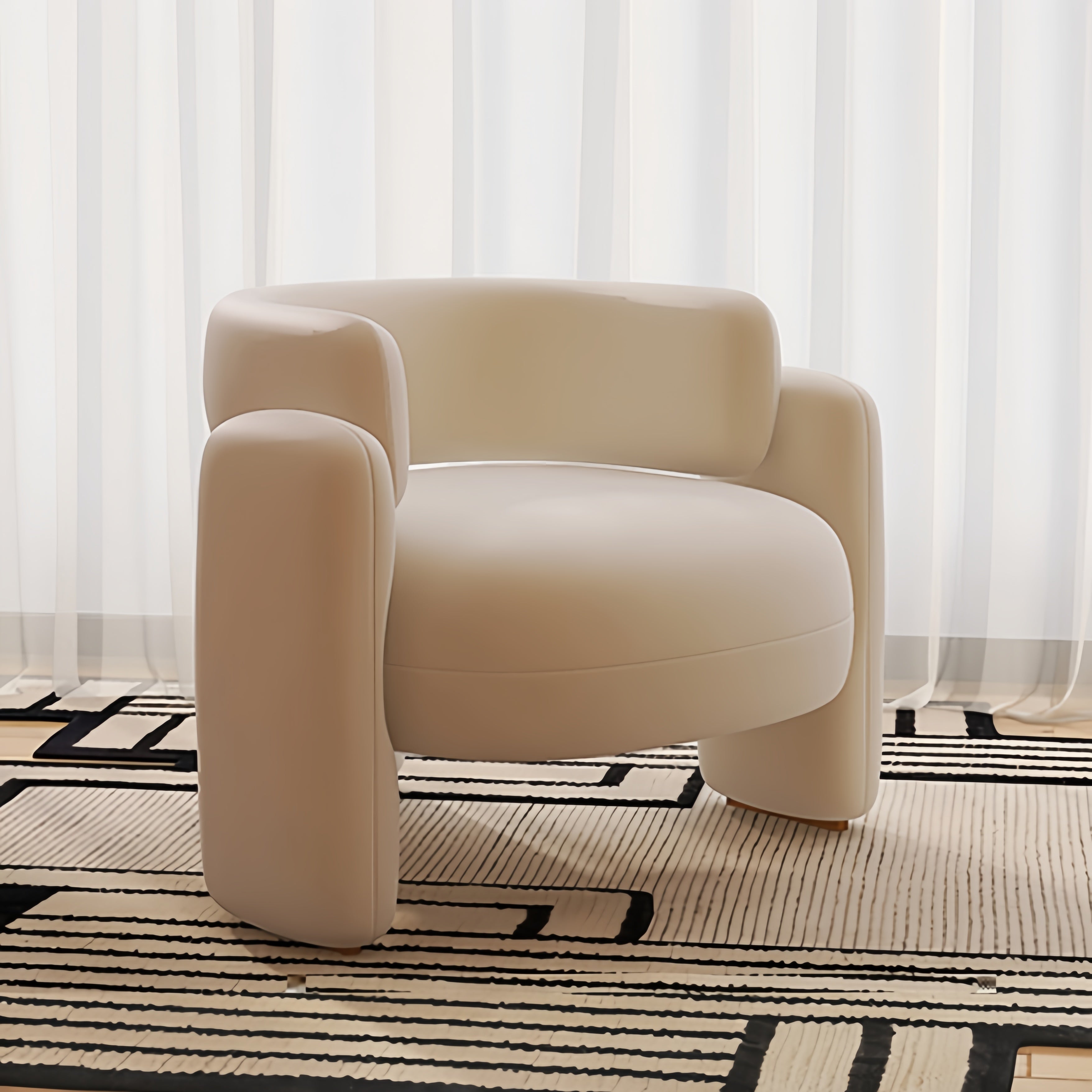 Wide Embrace Lounge Chair 85cm Cream Velvet Cozy for UAE Homes | AAF