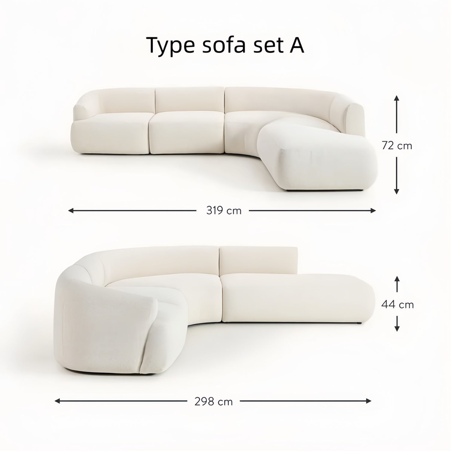 Beige Arc Sofa Set Modular Cloud Cushion - Sectional Couch UAE