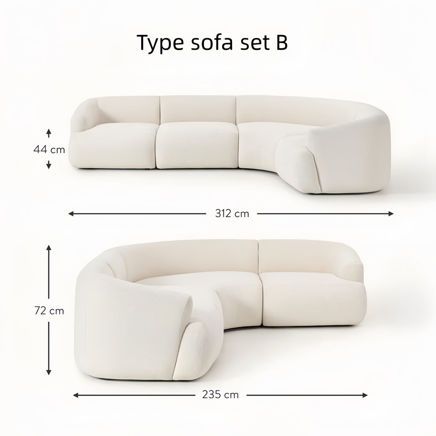 Beige Arc Sofa Set Modular Cloud Cushion - Sectional Couch UAE