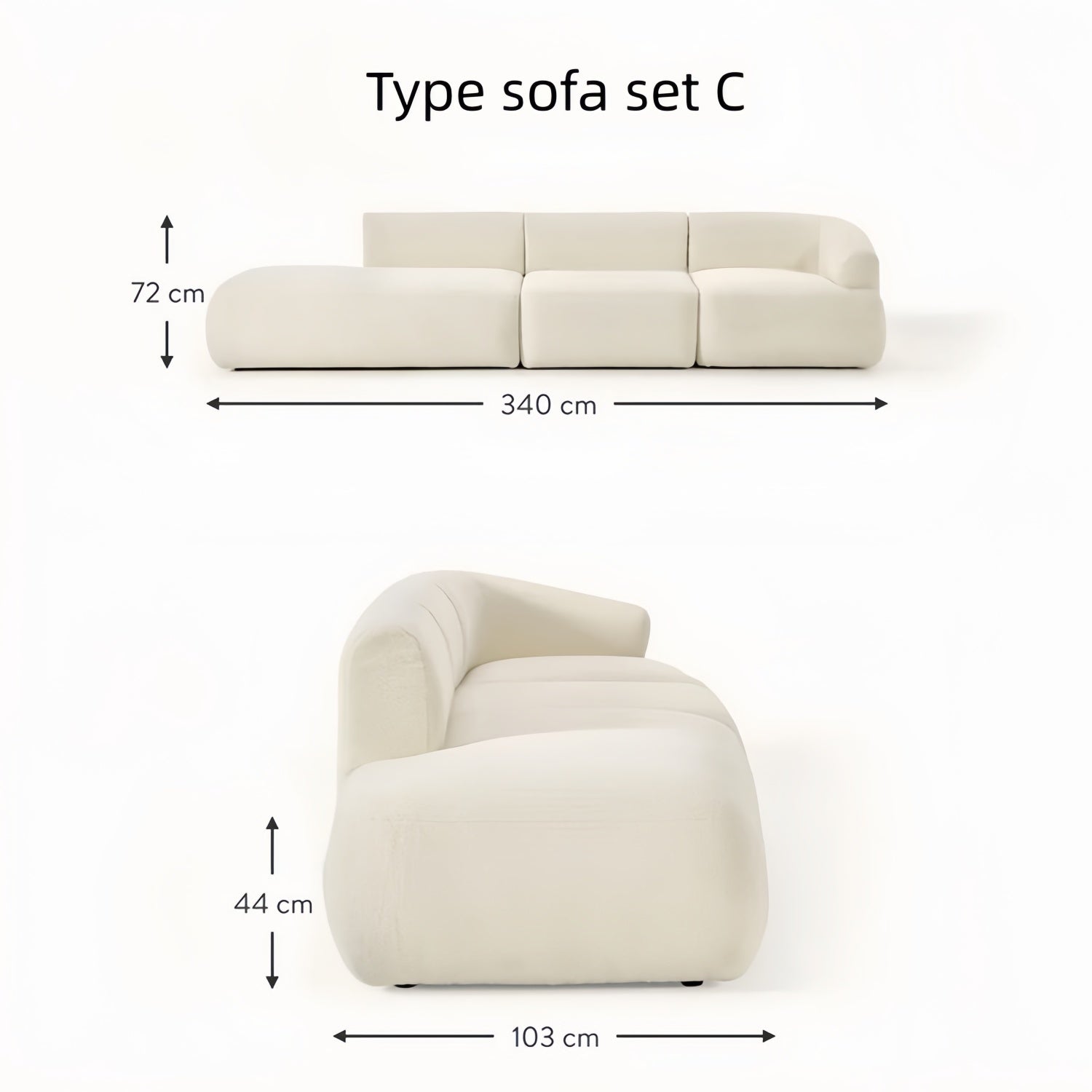 Beige Arc Sofa Set Modular Cloud Cushion - Sectional Couch UAE
