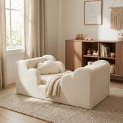 AAF Cream Teddy Fleece Enclosed Guardrail Kids Bed Frame