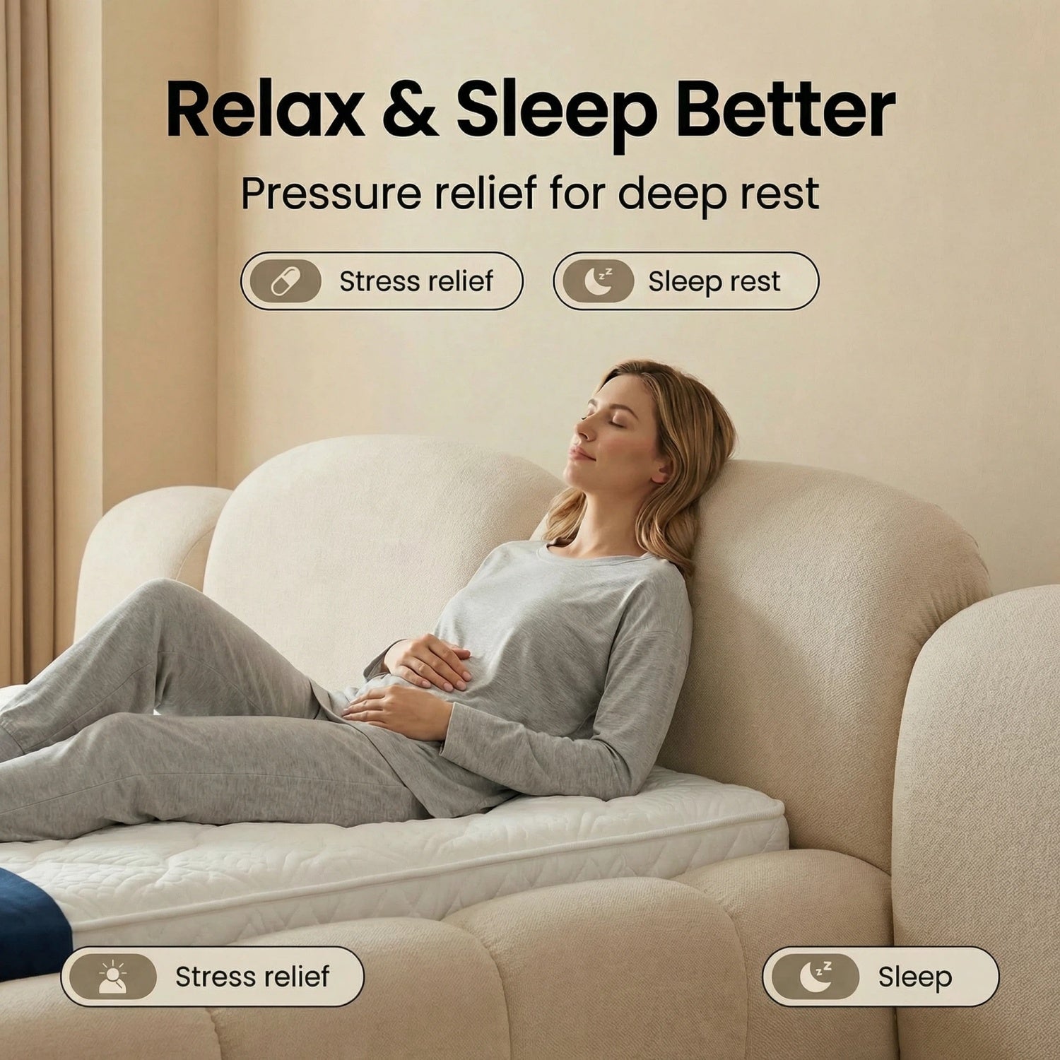 AAF Cream Fabric Upholstered Bed Frame Cloud Comfort - Padded Headboard UAE