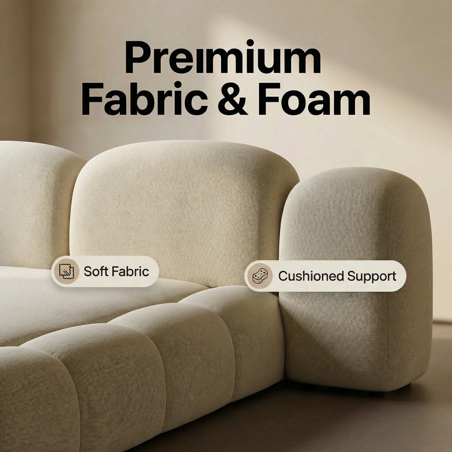 AAF Cream Fabric Upholstered Bed Frame Cloud Comfort - Padded Headboard UAE