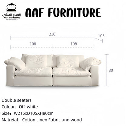 AAF Furniture Light Luxury Linen Cotton  Fabric Cloud Shaped Sofa set for Livingroom