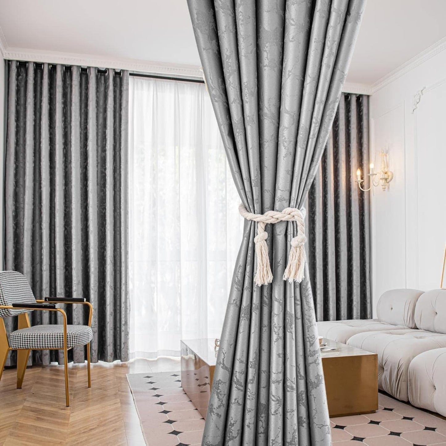 2 Panels 100% Blackout Curtains for Living Room Thermal Insulated Bedroom Darkening Drapes for Basics Room