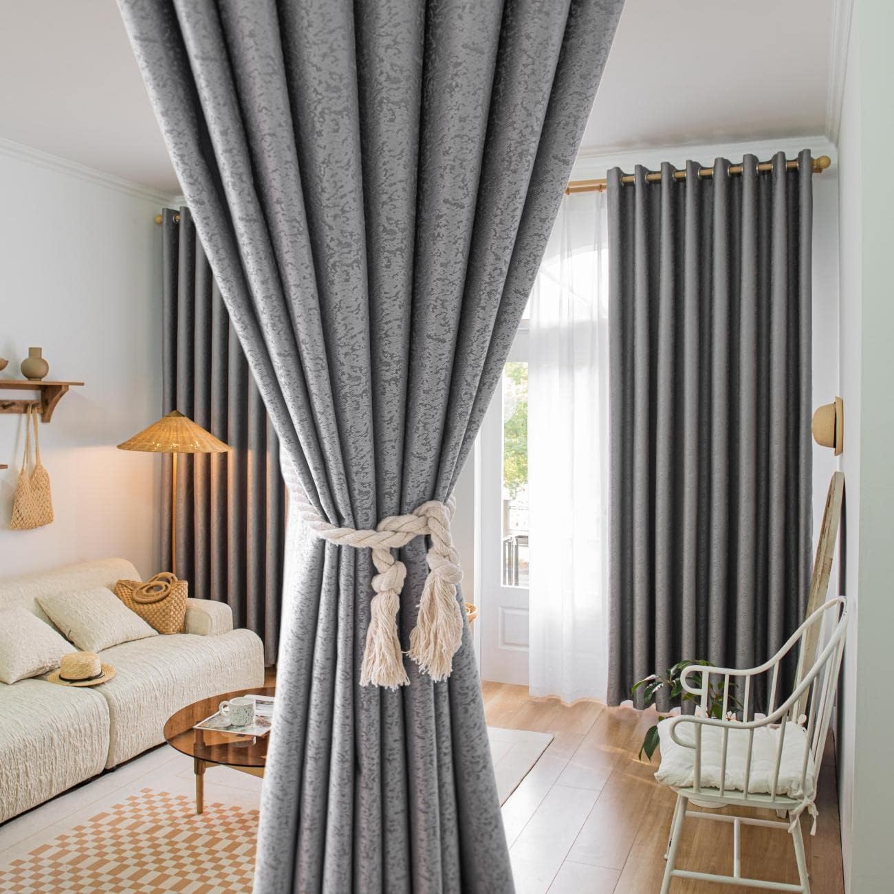 2 Panels 100% Blackout Curtains for Living Room Thermal Insulated Bedroom Darkening Drapes for Basics Room Window