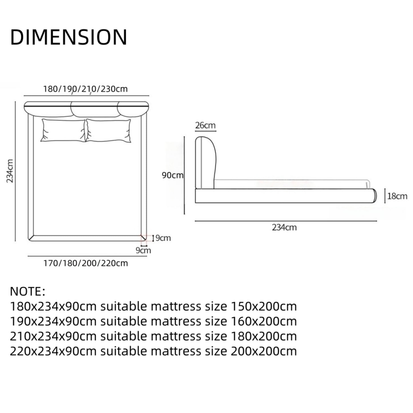 AAF Furniture Bed Frame Modern King Queen Size for bedroom Without Mattress
