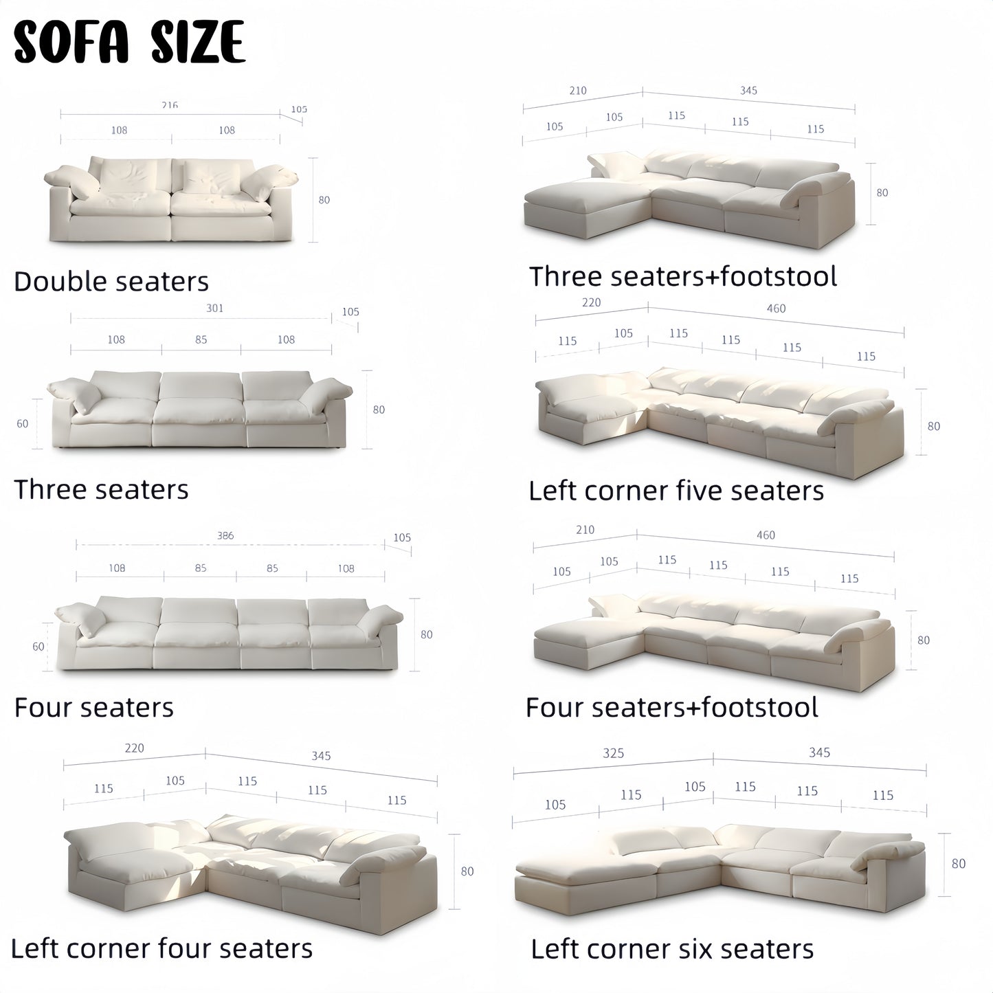 AAF Furniture Light Luxury Linen Cotton  Fabric Cloud Shaped Sofa set for Livingroom