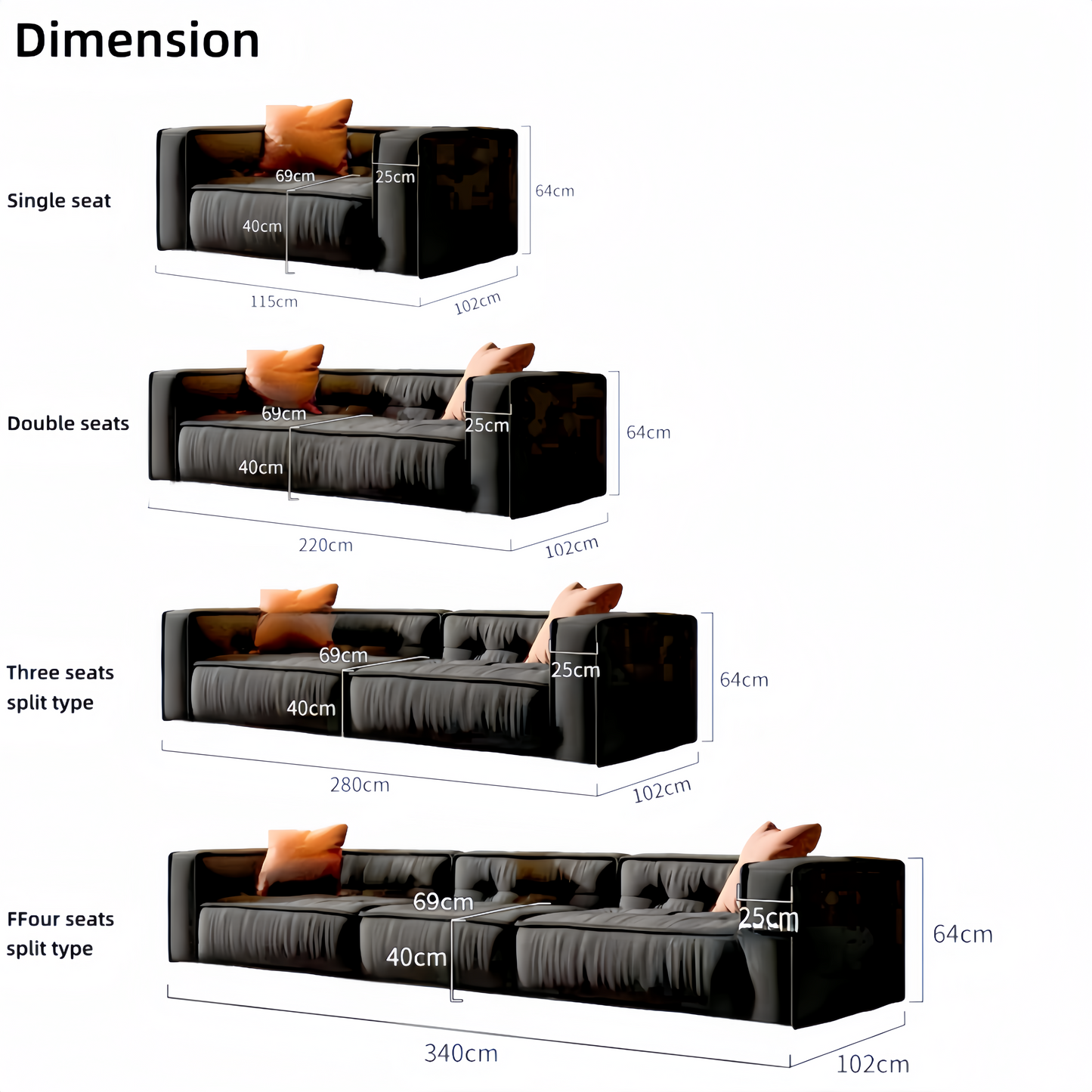 AAF Furniture Fleece Fabric Overstuffed Multifunction Toast shaped Sofa Chair set for Livingroom Office